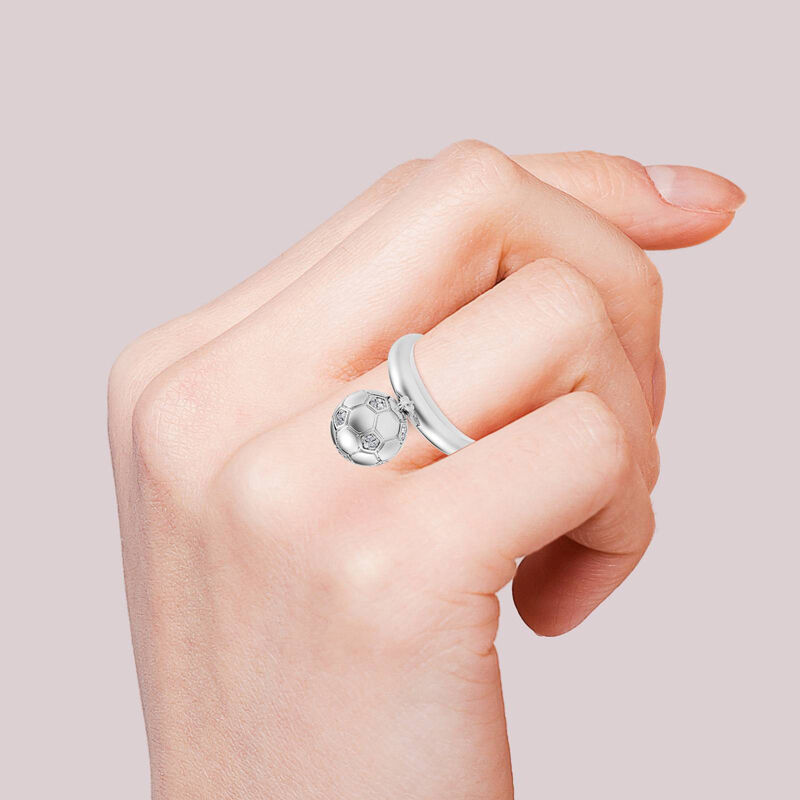 Jeulia "I Love Football" Sterling Silver Dangle Ring