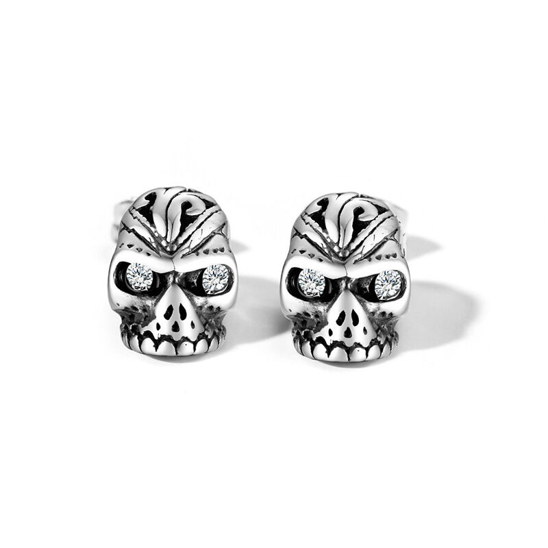 Jeulia Punk Style Skull Titanium Steel Men's Earrings
