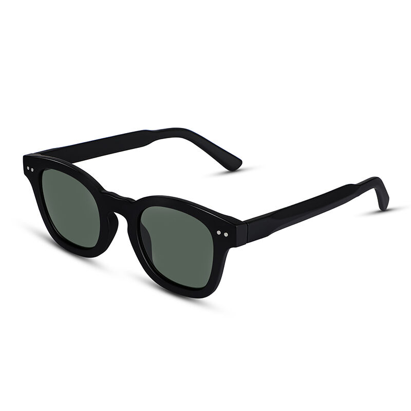 Jeulia "Real Reality" Square Black/Green Unisex Sunglasses