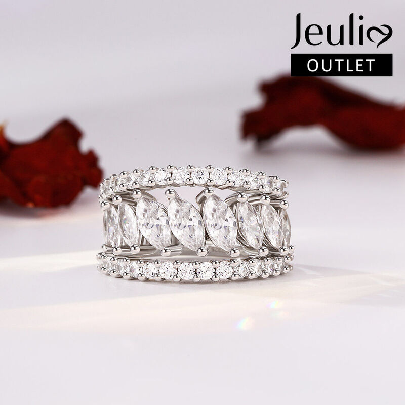 Jeulia 3PC Marquise Cut Sterling Silver Women's Band Set