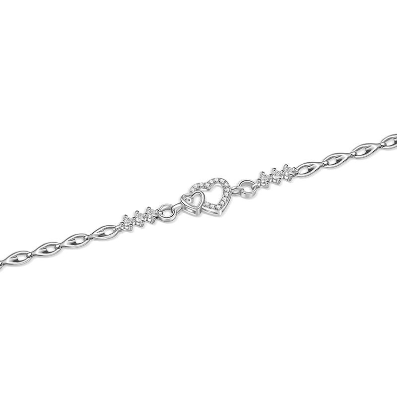 Jeulia Pulsera De Plata Esterlina 925 Dulce Corazón Simple