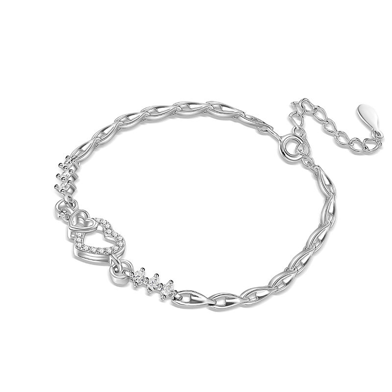 Jeulia Pulsera De Plata Esterlina 925 Dulce Corazón Simple