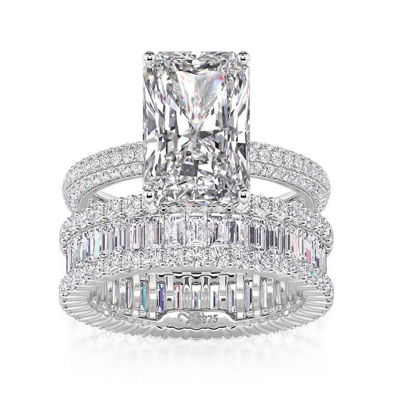 Jeulia Lyxigt Radiant Skuren Vigselringsset i Sterling Silver