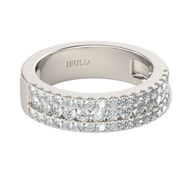 Jeulia Simple Round Cut Sterling Silver Women's Band