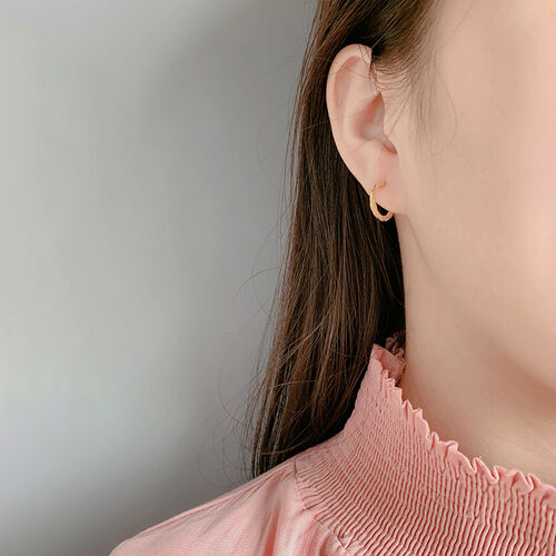 Jeulia Gold Tone Twisted Rope Sterling Silver Hoop Earrings