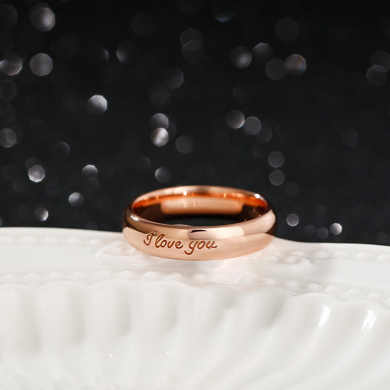 Jeulia "I Love You" Rose Gold Tone Sterling Silver Men's Band