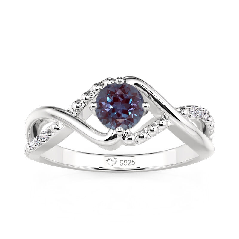 Jeulia Anillo de Compromiso Alejandrita Infinito Trenzado