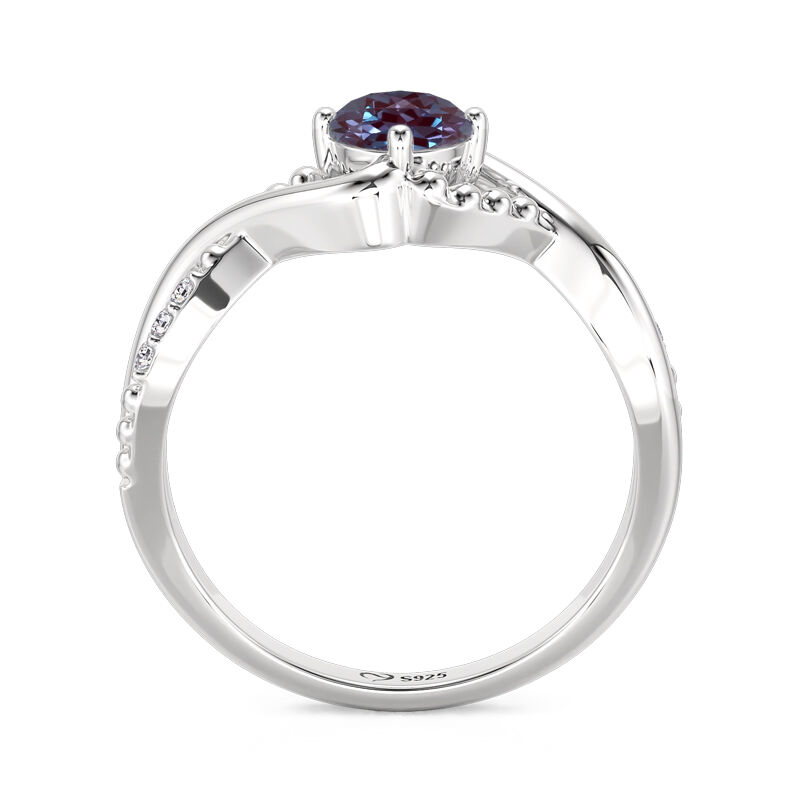 Jeulia Anillo de Compromiso Alejandrita Infinito Trenzado