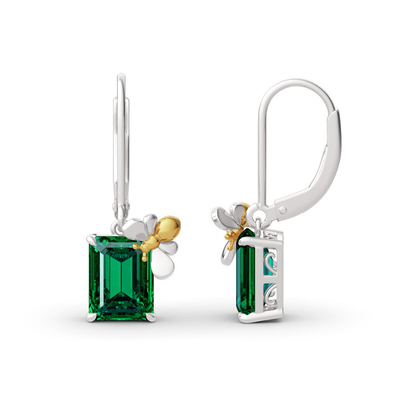 Jeulia "Honey Bee" Emerald Cut Sterling Silver Earrings