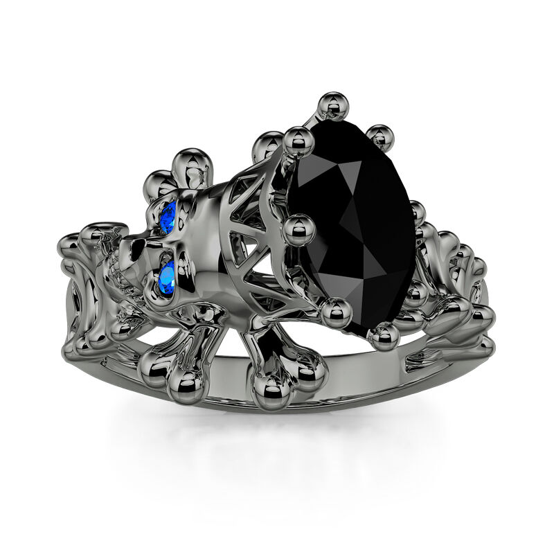 Jeulia Round Cut Sterling Silver Skull Ring