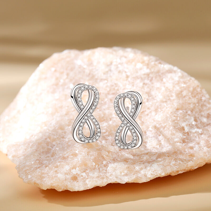 Jeulia "Infinity Love" Round Cut Sterling Silver Stud Earrings