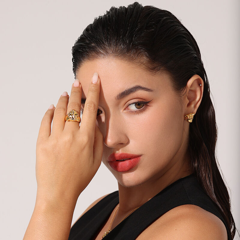 Jeulia Anello Particolare con Tigre in Argento Sterling