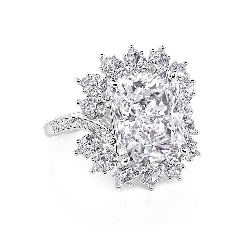 Jeulia Vintage Halo Twist Radiant Cut Engagement Ring