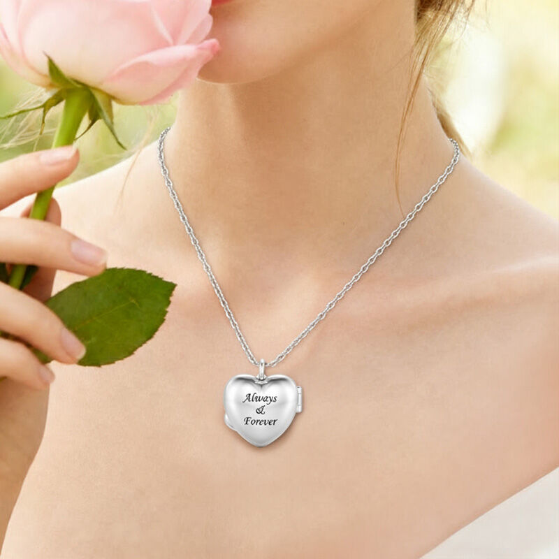 Jeulia "Warm Hug" Custom Engraved Heart Photo Locket Necklace
