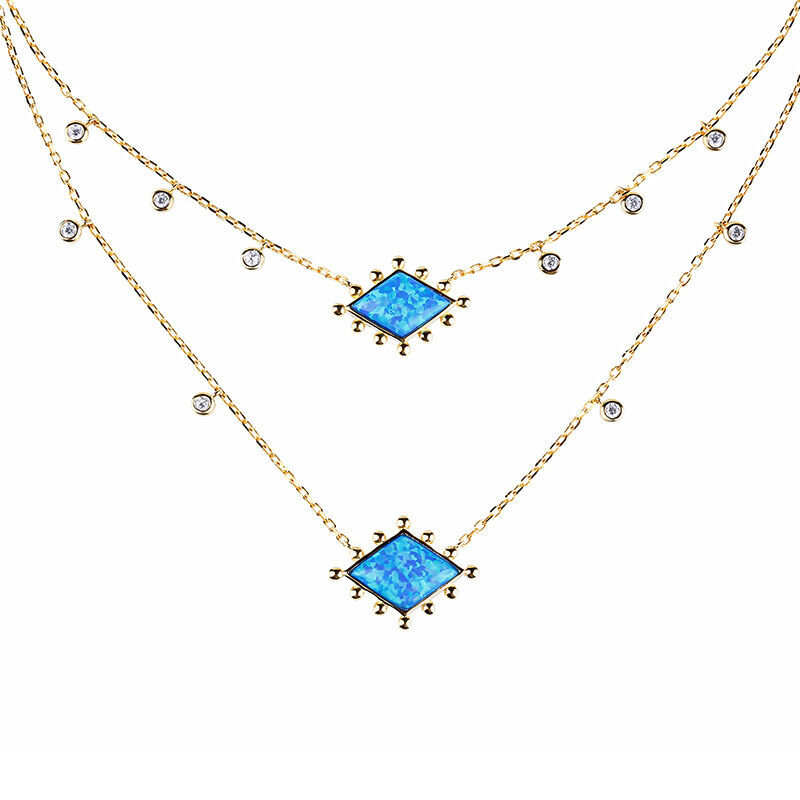 Jeulia Stardust Opal Double Layered Necklace