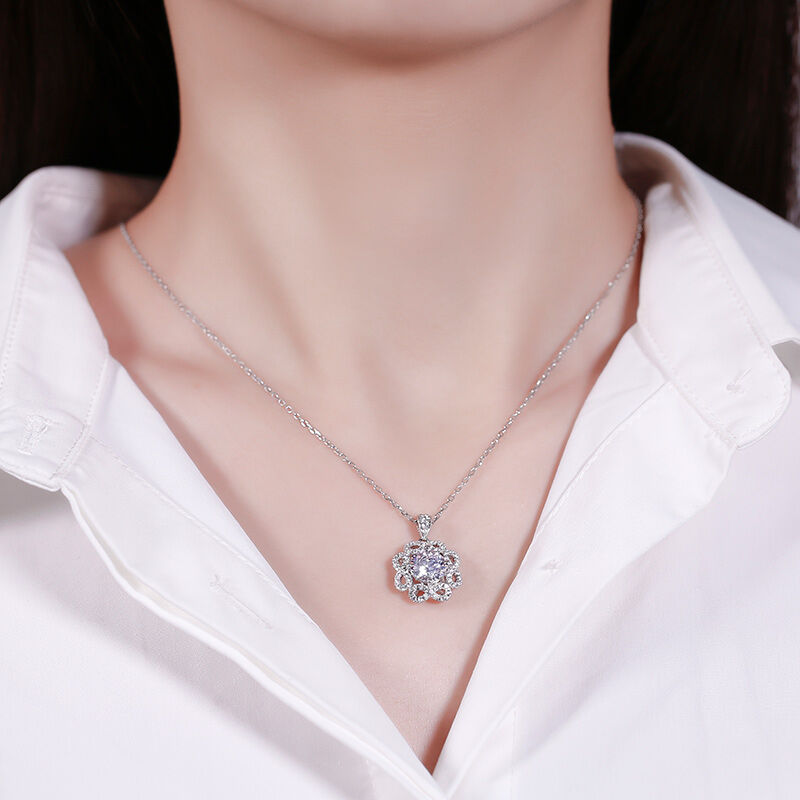 Jeulia Collar de plata esterlina de corte redondo "Amor infinito"