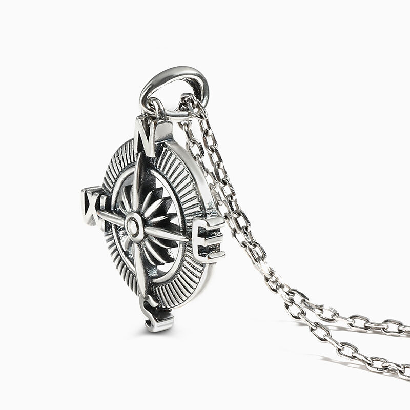 Jeulia Kompass Design Sterling Silber Halskette