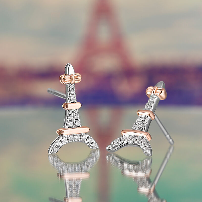 Jeulia "Romantic Paris" Eiffel Tower Sterling Silver Children's Earrings