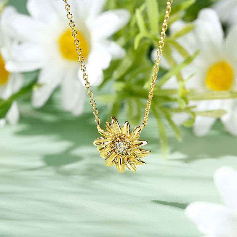 Jeulia Conjunto de joyas de plata de ley con flor girasol