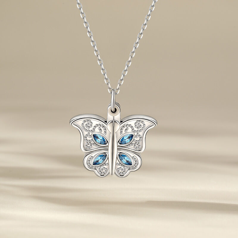 Jeulia Openable Butterfly Heart Personalized Sterling Silver Photo Necklace