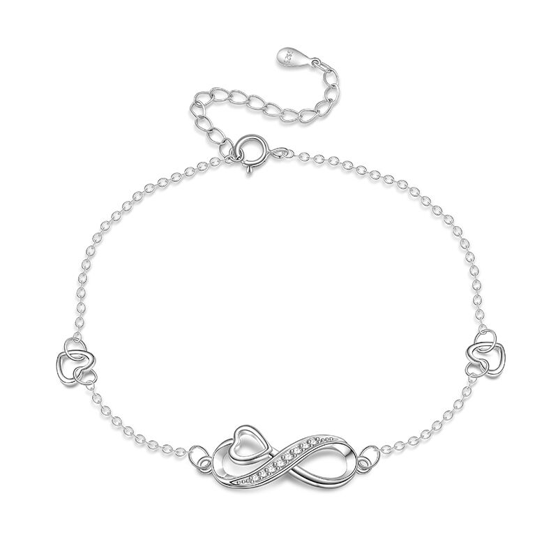 Jeulia Women's Infinity Matched Heart Bracelet Adjustable