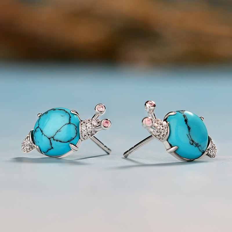 Jeulia "Natural Beauty" Snail Turquoise Design Sterling Silver Jewelry Set