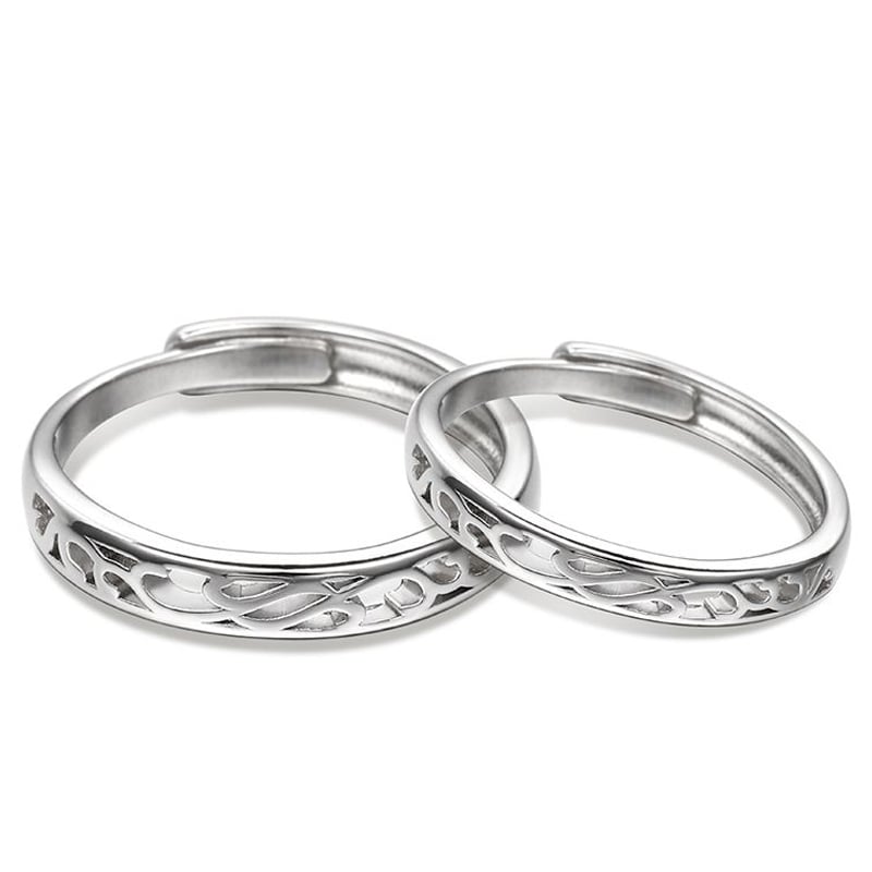 Jeulia "Endless Love" Vine Flower Design Adjustable Sterling Silver Couple Rings