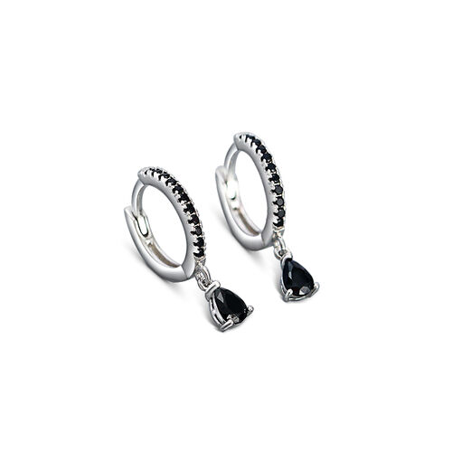 Jeulia "Black Tale" Pear Cut Sterling Silver Earrings