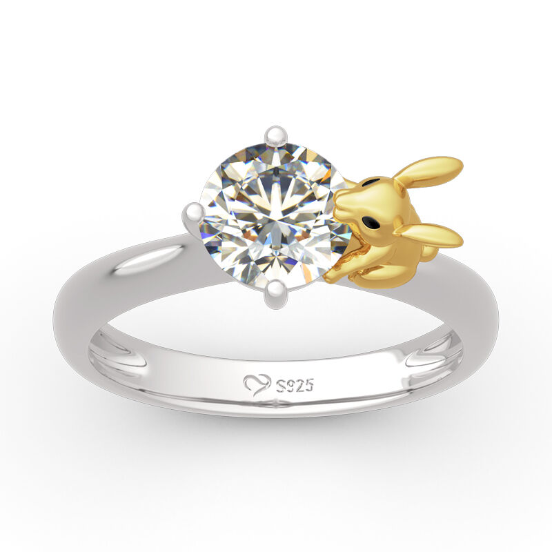 Jeulia Hug Me "Nature's Favor" Rabbit Round Cut Sterling Silver Ring