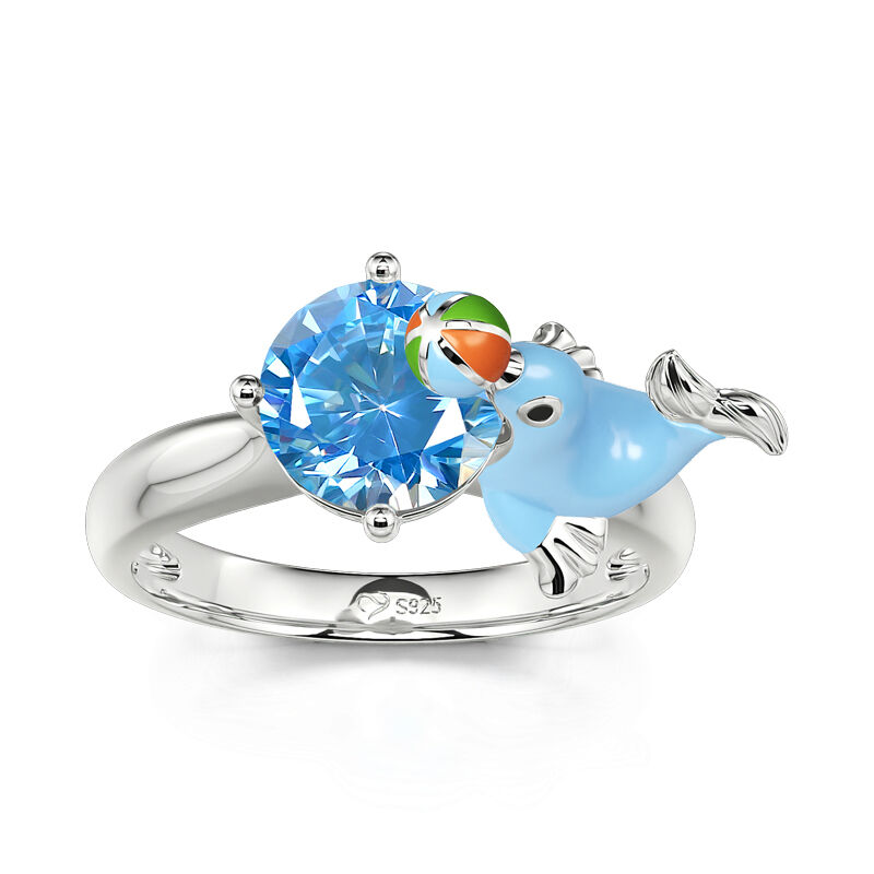 Jeulia Hug Me "Naughty Seal" Round Cut Sterling Silver Ring