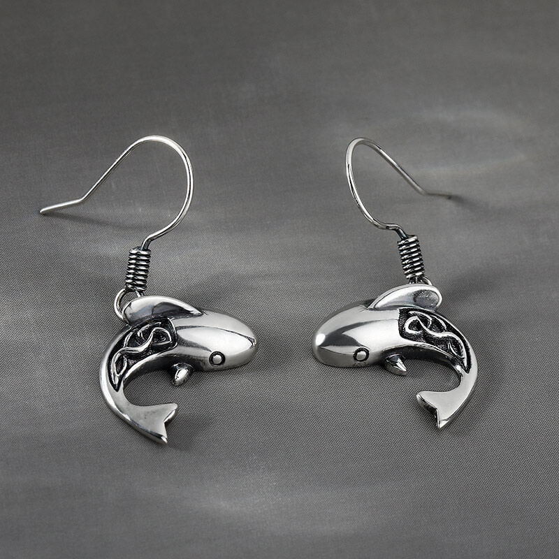 Jeulia "Celtic Shark" Sterling Silver Earrings