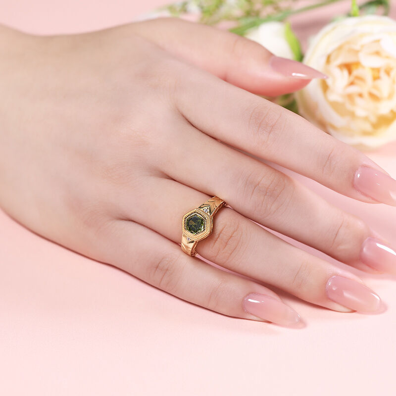 Jeulia Engagement Ring Roung Cut Sterling Silver Gold Tone Jeulia Jewelry