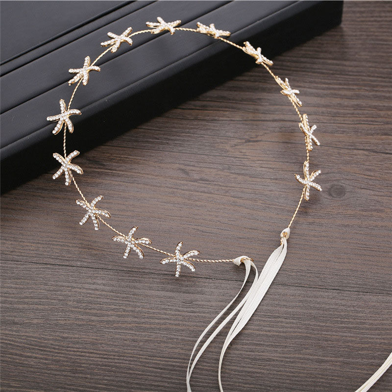 Jeulia Gold Tone Starfish Hairpiece Bridal Headband