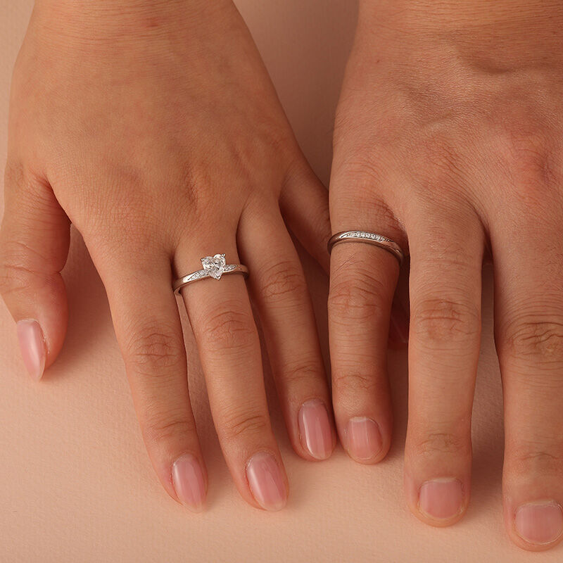 Jeulia Simple Ripple Custom Couple Rings