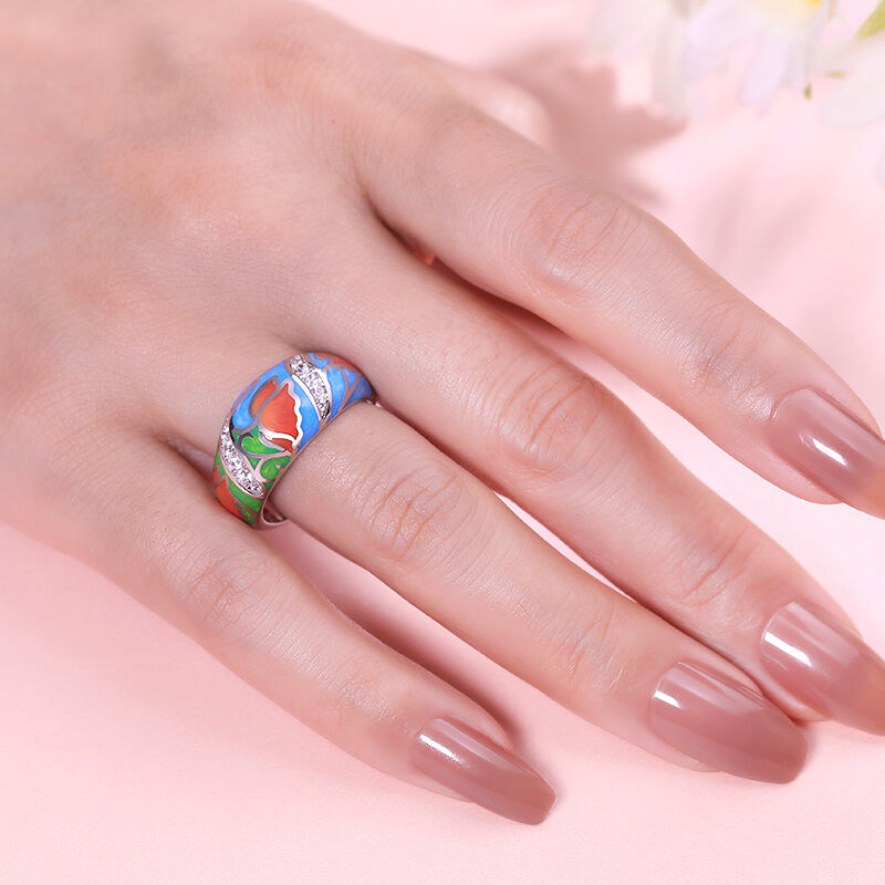 Jeulia Fedine Donna Smalto con Fiore in Argento Sterling