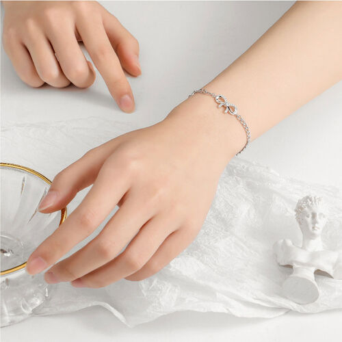 Jeulia Delicate Bowknot Chain Sterling Silver Bracelet