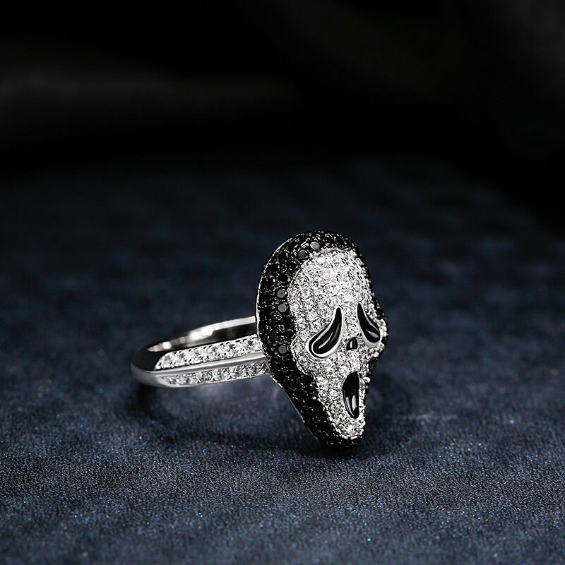 Jeulia "Horror Scream" Ghostface Skull Mask Sterling Silver Ring