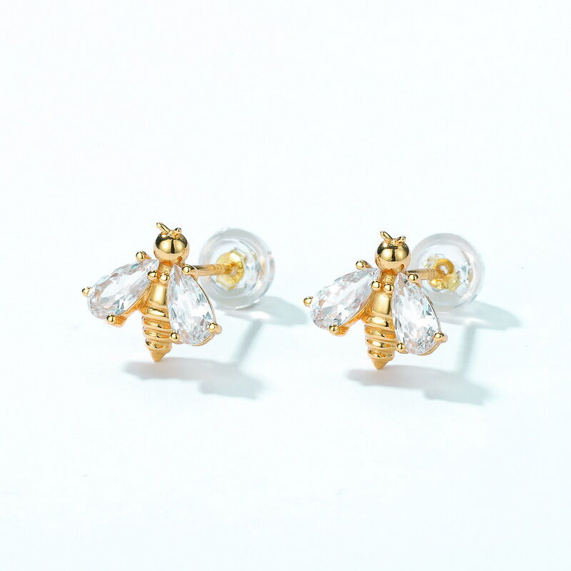 Jeulia Bee Design Pear Cut Sterling Silver Earrings