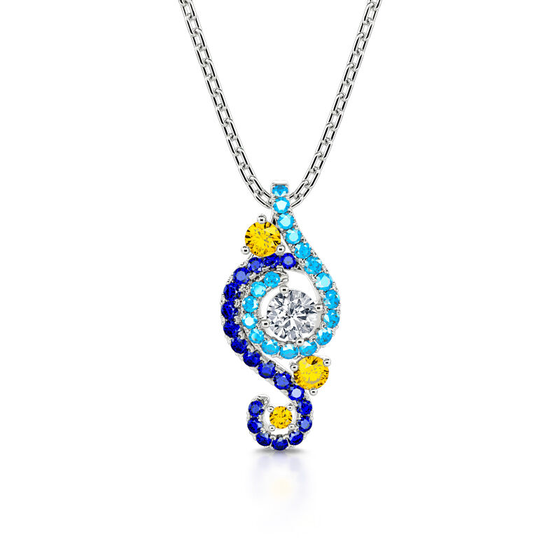 Jeulia "Dreamy Secret" The Starry Night Inspired Sterling Silver Necklace