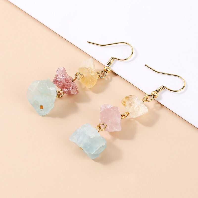 Jeulia "Surrounded by Love" Irregular Raw Crystal Drop Earrings