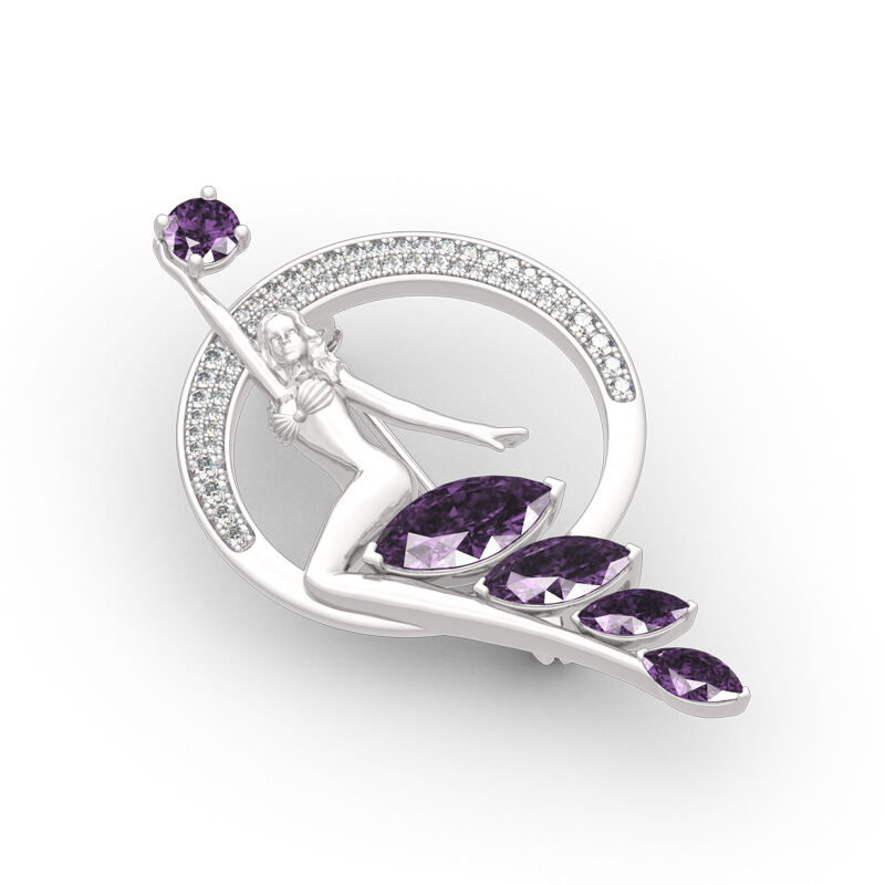 Jeulia "Journey Under The Sea" Marquise Cut Sterling Silver Brooch
