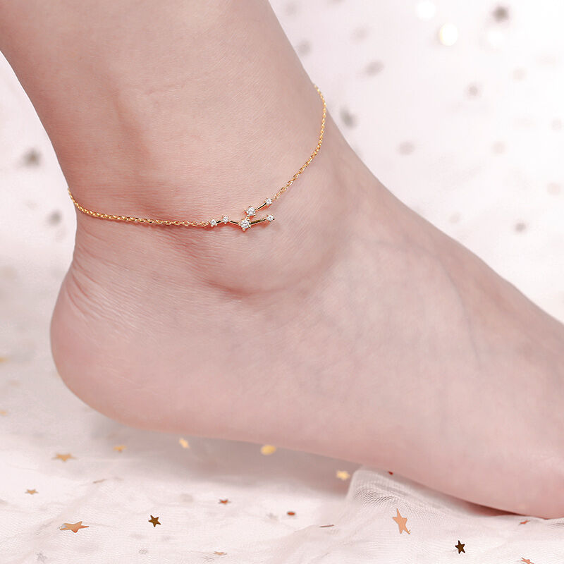 Jeulia "Your Lucky Star" Twelve Constellations Sterling Silver Personalized Anklet