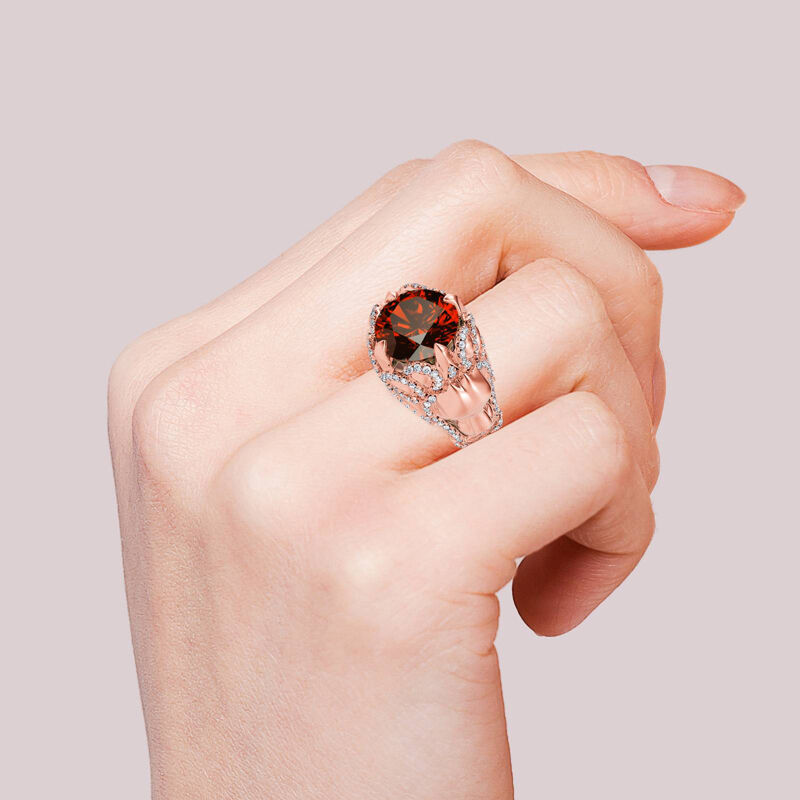 Jeulia Srebrny pierścionek z okrągłym szlifem King of Beasts Lion