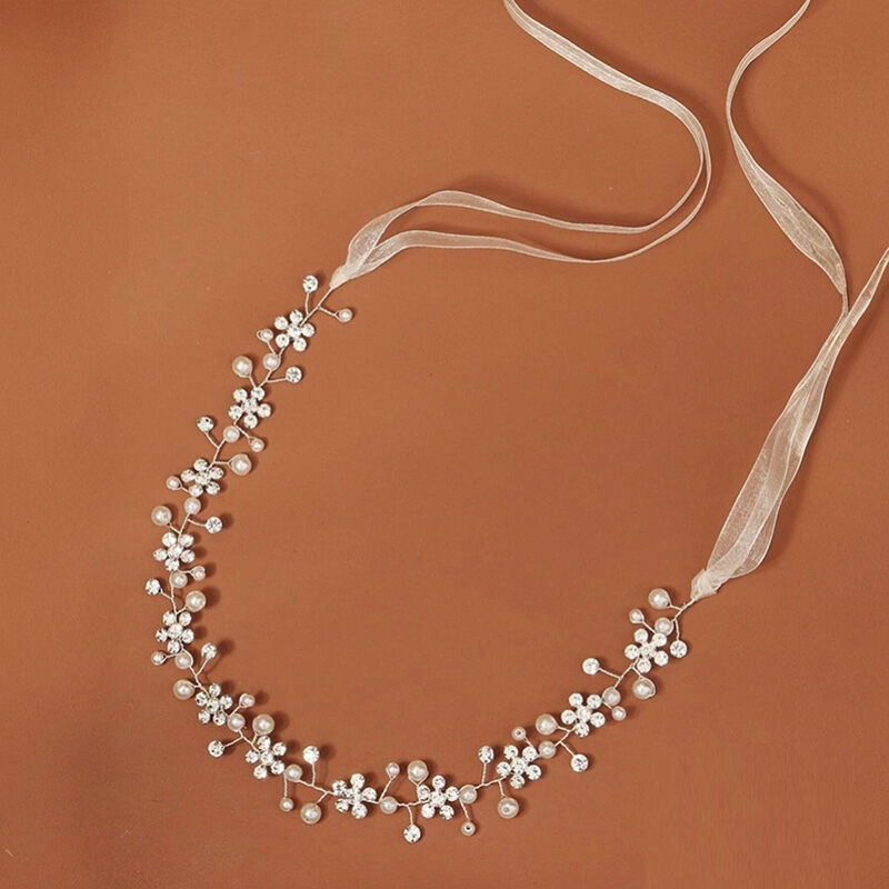 Jeulia Tocado Floral Simple 2 Piezas Diadema de Boda con Perlas y Cristales