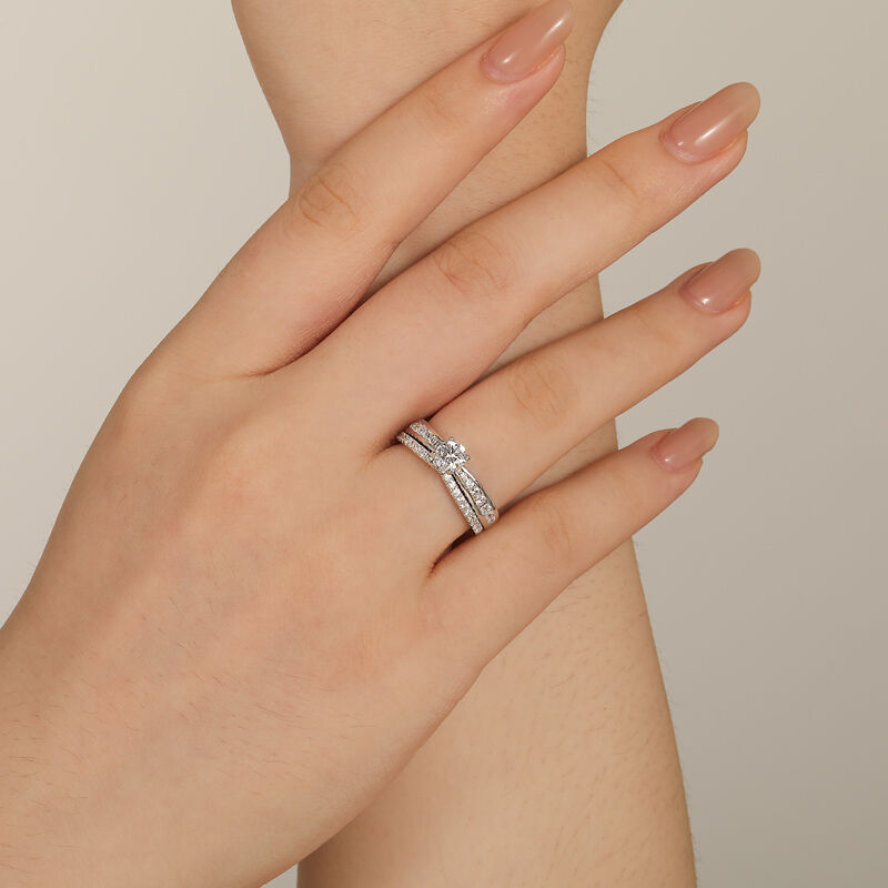 Jeulia Ensemble de Bague de Fiançailles Coupe Ronde Personnalisée 2 Pièces