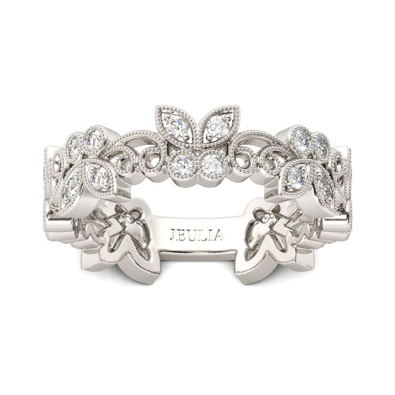 Jeulia Butterfly Round Cut Sterling Silver Women's Band
