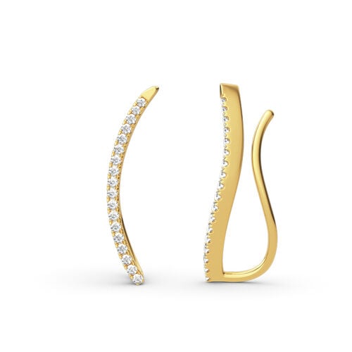 Silverly 925 Sterling Silver Graduated Ball Climber Earrings | Curved Beaded Ear Crawlers For Upper Ear | 19mm Long