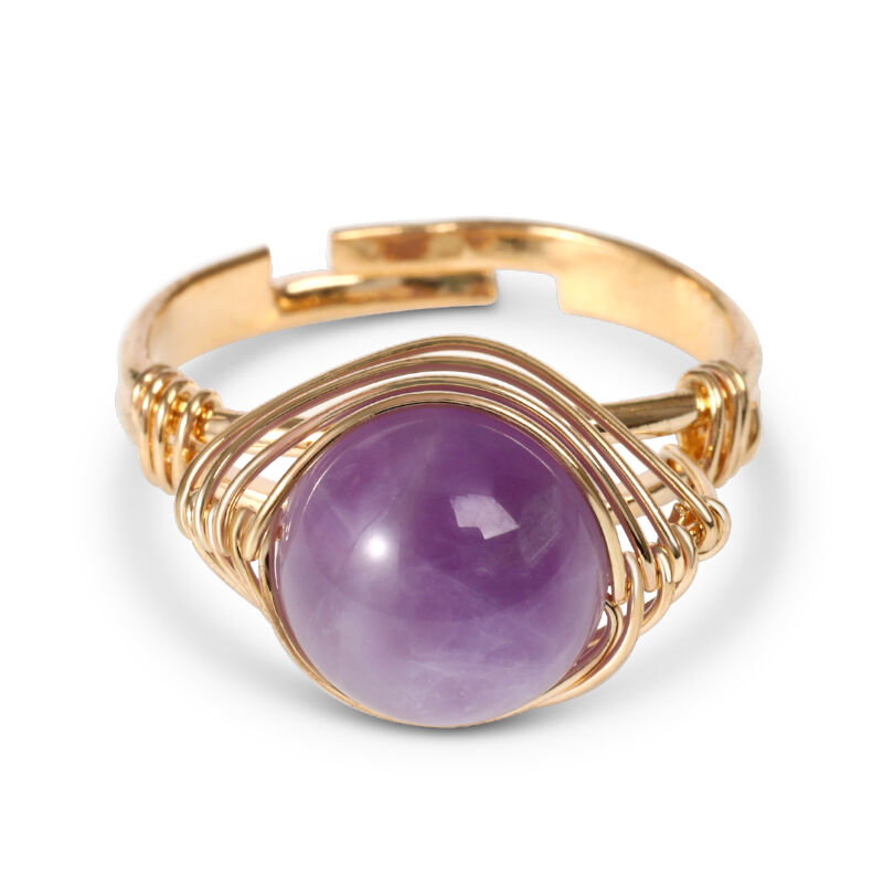 Jeulia "Release of Addiction" Natural Amethyst Adjustable Ring