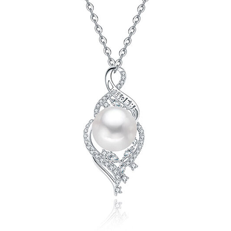 Jeulia "Wonderful Fate" Pearl Personalized Sterling Silver Necklace