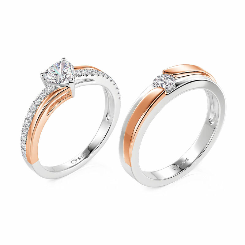 Jeulia Amore Böjda Tvåfärgade Parringar i Sterling Silver